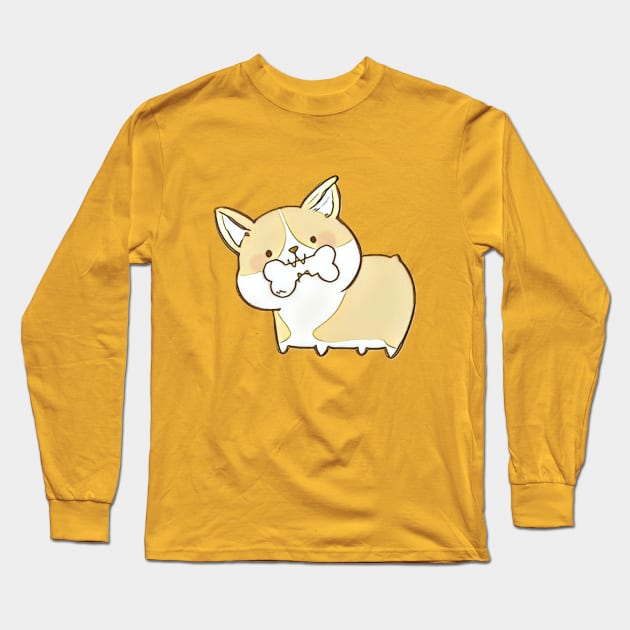 Hungry Pup Long Sleeve T-Shirt by corgitee